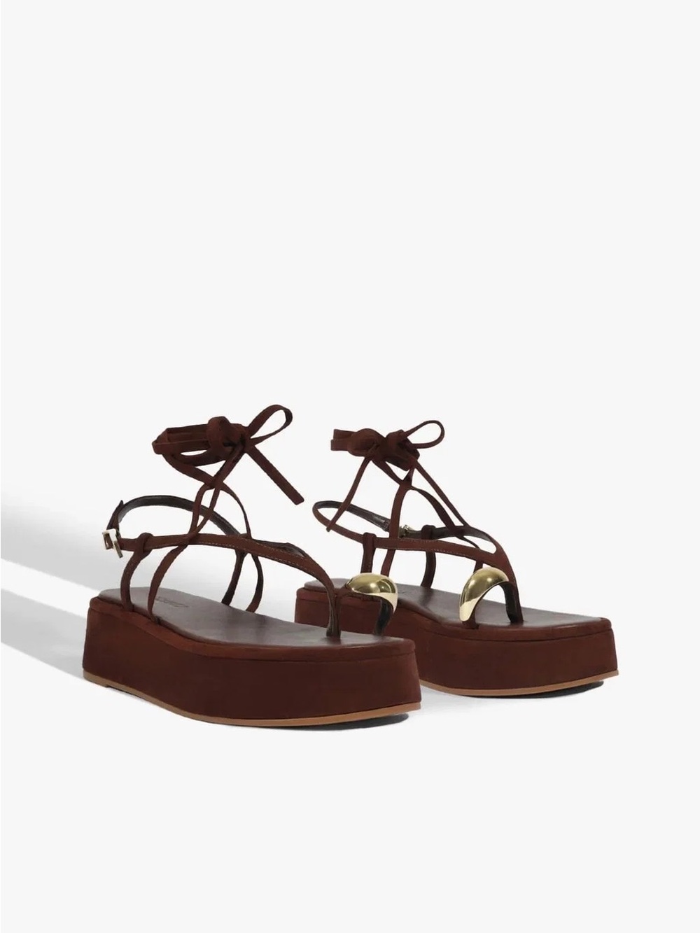 SCHUTZ Zadie Chestnut Brown Lace-Up Platform Sandals NIB 9.5